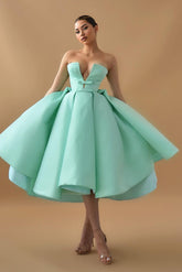 On Sale - Modern Mint Green V-Neck Sleeveless Short Prom Dress Ball Gown